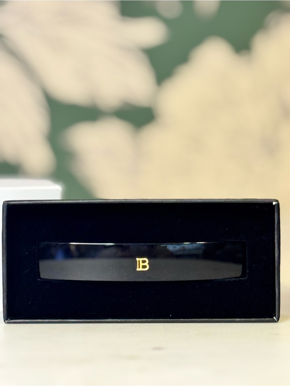 Balmain Black Hair Barrette with Gold B Emblem NIB - Picture 2 of 5
